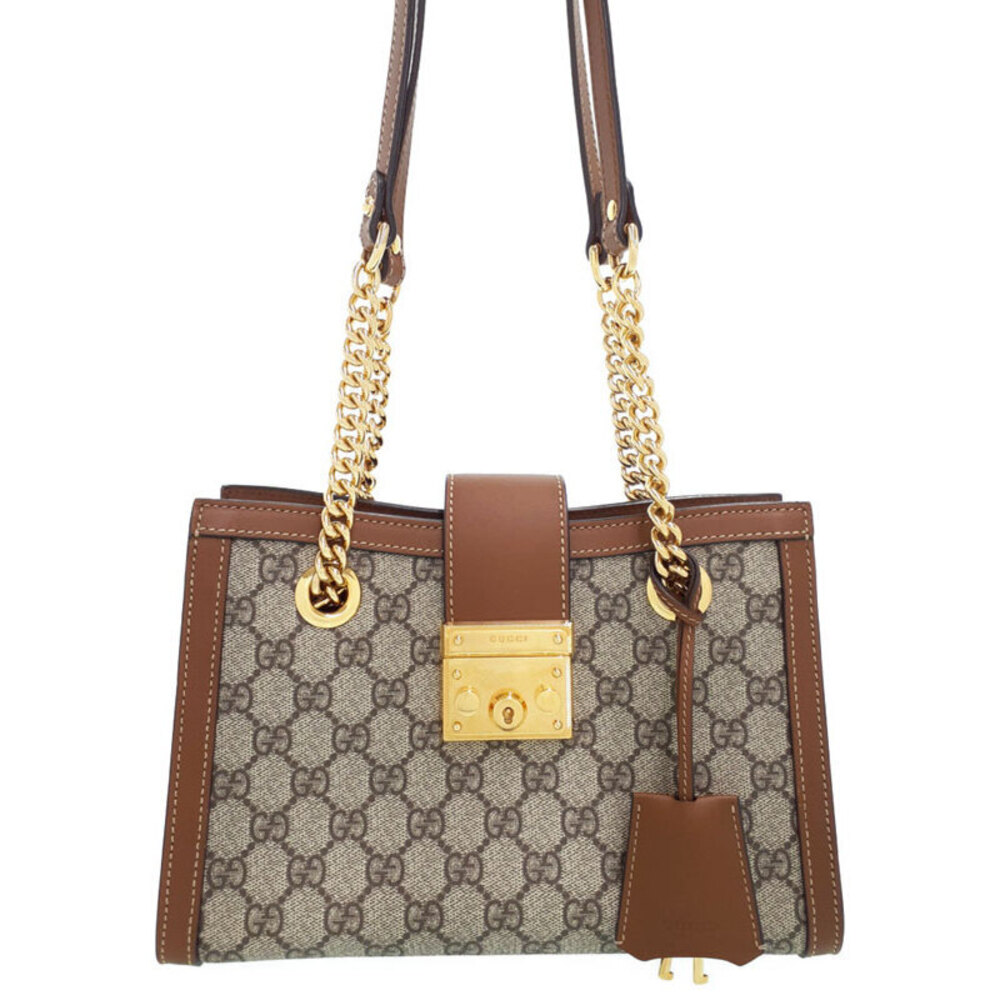 Gucci Chain Padlock shoulder Supreme Brown GG bag - Picture 2 of 9